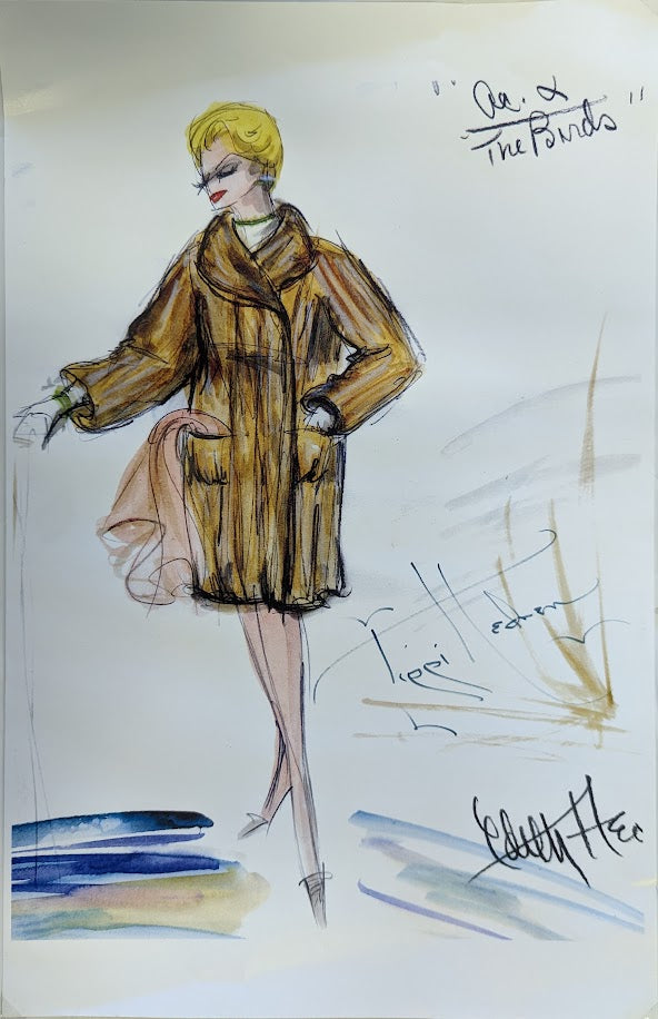 Print of Designers' Scetch Autographed by Tippi Hedren
